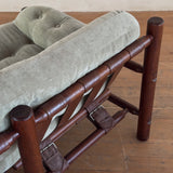 Brazilian Sage Green Velvet Rosewood Frame Loveseat