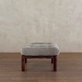 Brazilian Sage Green Velvet Rosewood Frame Ottoman