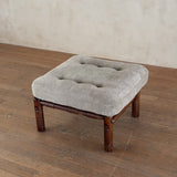 Brazilian Sage Green Velvet Rosewood Frame Ottoman