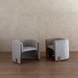 Pair of Italian Barrel Lounge Chairs in Grey Boucle