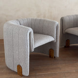 Pair of Italian Barrel Lounge Chairs in Grey Boucle