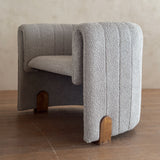 Pair of Italian Barrel Lounge Chairs in Grey Boucle