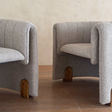Pair of Italian Barrel Lounge Chairs in Grey Boucle