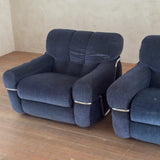 Pair of Velvet and Chrome 'Wopps' Lounge Chairs by Ernesto Radaelli, 1970s