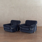 Pair of Velvet and Chrome 'Wopps' Lounge Chairs by Ernesto Radaelli, 1970s