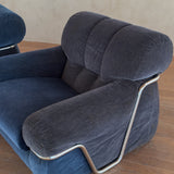 Pair of Velvet and Chrome 'Wopps' Lounge Chairs by Ernesto Radaelli, 1970s