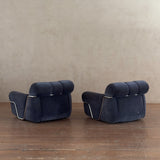 Pair of Velvet and Chrome 'Wopps' Lounge Chairs by Ernesto Radaelli, 1970s