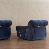 Pair of Velvet and Chrome 'Wopps' Lounge Chairs by Ernesto Radaelli, 1970s