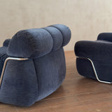 Pair of Velvet and Chrome 'Wopps' Lounge Chairs by Ernesto Radaelli, 1970s