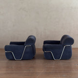 Pair of Velvet and Chrome 'Wopps' Lounge Chairs by Ernesto Radaelli, 1970s
