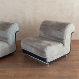 Pair of Italian Suede Armless Lounge Chairs, 1970s