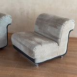 Pair of Italian Suede Armless Lounge Chairs, 1970s