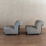 Pair of Italian Suede Armless Lounge Chairs, 1970s