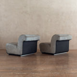 Pair of Italian Suede Armless Lounge Chairs, 1970s