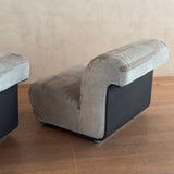 Pair of Italian Suede Armless Lounge Chairs, 1970s