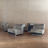Pair of Italian Suede Armless Lounge Chairs, 1970s