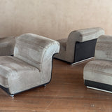 Pair of Italian Suede Armless Lounge Chairs, 1970s