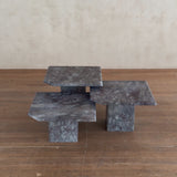 Trio of Italian Rose Veined Marble Nesting Tables