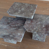 Trio of Italian Rose Veined Marble Nesting Tables