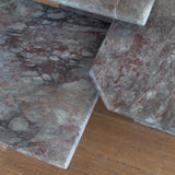 Trio of Italian Rose Veined Marble Nesting Tables