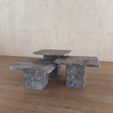 Trio of Italian Rose Veined Marble Nesting Tables