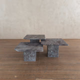 Trio of Italian Rose Veined Marble Nesting Tables