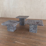 Trio of Italian Rose Veined Marble Nesting Tables
