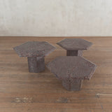 Trio of Hexagonal Mauve Marble Nesting Tables