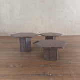 Trio of Hexagonal Mauve Marble Nesting Tables