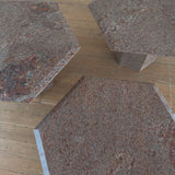 Trio of Hexagonal Mauve Marble Nesting Tables