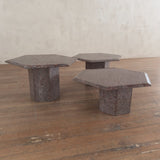 Trio of Hexagonal Mauve Marble Nesting Tables