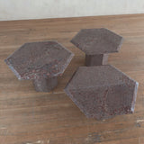 Trio of Hexagonal Mauve Marble Nesting Tables