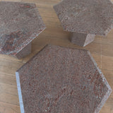 Trio of Hexagonal Mauve Marble Nesting Tables