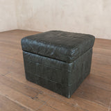Dark Green De Sede Patchwork Leather Stash Ottoman
