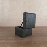 Dark Green De Sede Patchwork Leather Stash Ottoman