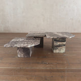 Trio of Clipped Edge Veined Marble Nesting Tables