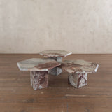 Trio of Italian Hexagonal Red and Cream Marble Nesting Tables