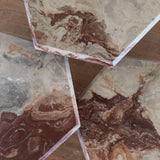 Trio of Italian Hexagonal Red and Cream Marble Nesting Tables