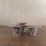 Trio of Italian Hexagonal Red and Cream Marble Nesting Tables