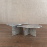 Pair of Italian Biomorphic Light Grey Marble Nesting Tables