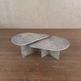 Pair of Italian Biomorphic Light Grey Marble Nesting Tables
