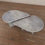 Pair of Italian Biomorphic Light Grey Marble Nesting Tables