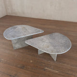 Pair of Italian Biomorphic Light Grey Marble Nesting Tables