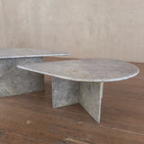 Pair of Italian Biomorphic Light Grey Marble Nesting Tables