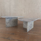 Pair of Italian Biomorphic Light Grey Marble Nesting Tables