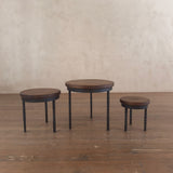 Trio of Italian Walnut Top Nesting Tables
