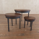 Trio of Italian Walnut Top Nesting Tables