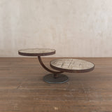 Vintage French Dual Round Tile Top Coffee Table, 1960s