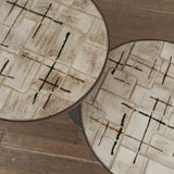 Vintage French Dual Round Tile Top Coffee Table, 1960s