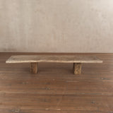 Vintage French Solid Oak Bench
